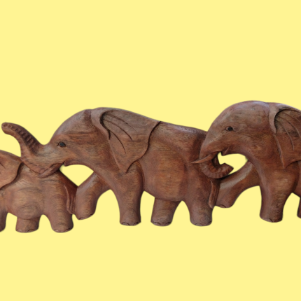 Elefantes triple tallado en madera 50 cm valor cu