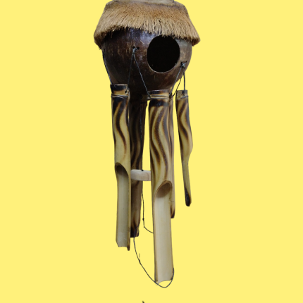 Colgante de bambú con pajarera de coco 40 cm valor cu