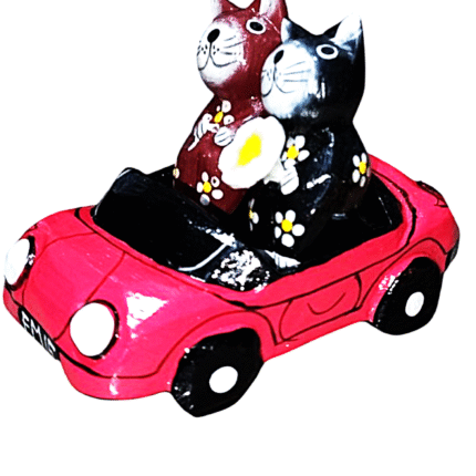 Gatos en auto 12 x 7 cm